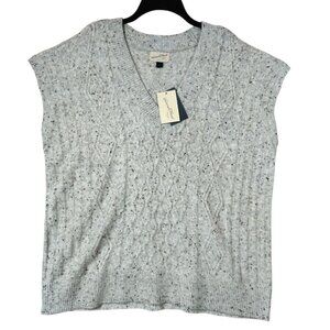 Women's Cable Sweater Vest Gray V-Neck Sleeveless Universal Thread Large